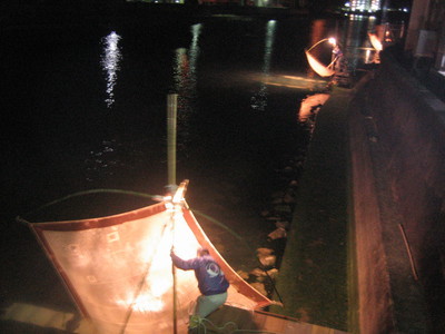 夜のシロウオ漁